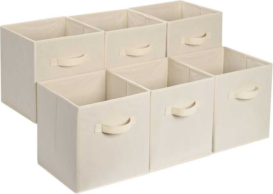 AMAZON BASICS Collapsible Fabric Storage Cube Organizer with Handles, 33 x
