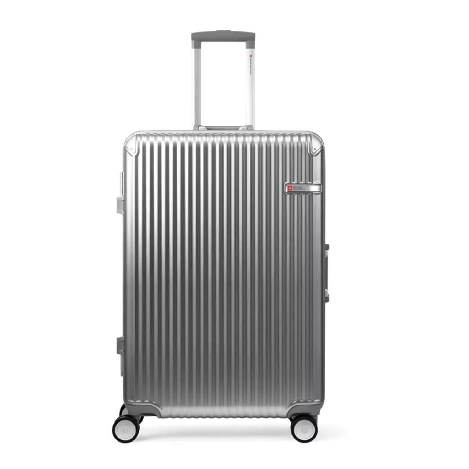 SWISS MILITARY Hardside Luggage Case, 74cm, Silver. NB: Minor use, not in o