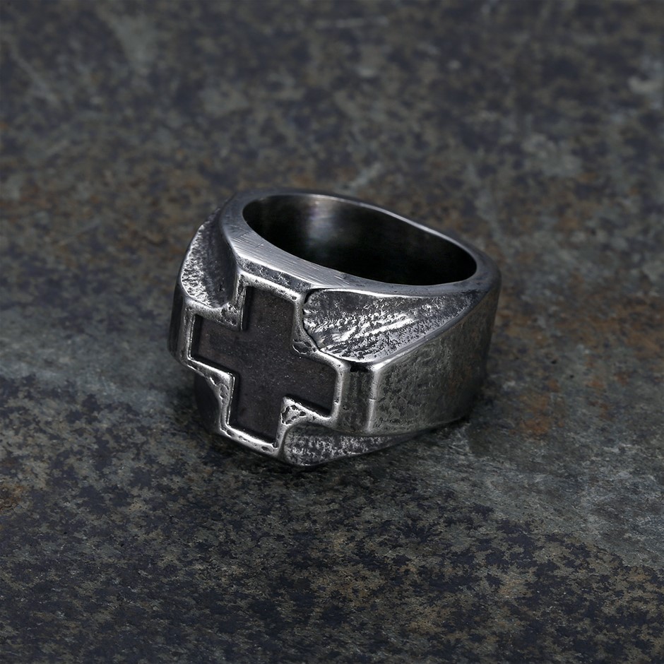 MC Black Iron Cross Biker Ring - Size 9 Men's