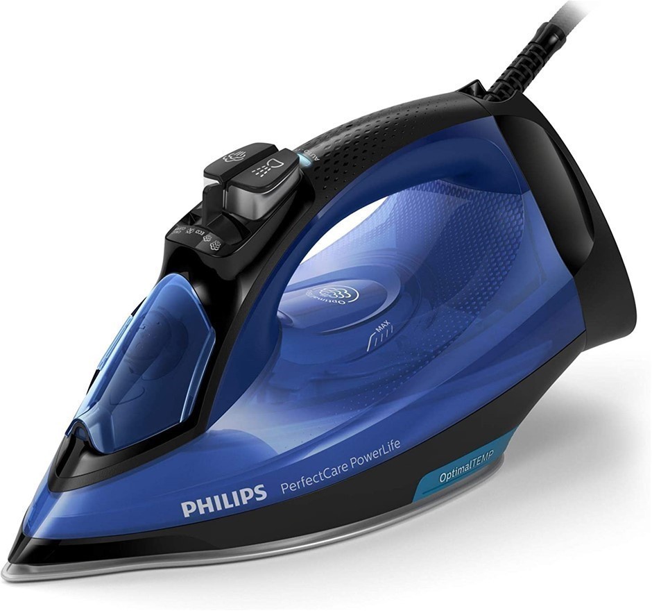 PHILLIPS PerfectCare Steam Iron, 2400W, 180g Steam Boost, Colour: Blue.