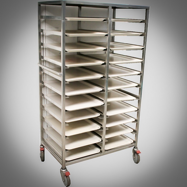 CUSTOM MADE DOUBLE BAKERY STAINLESS STEEL TROLLEY