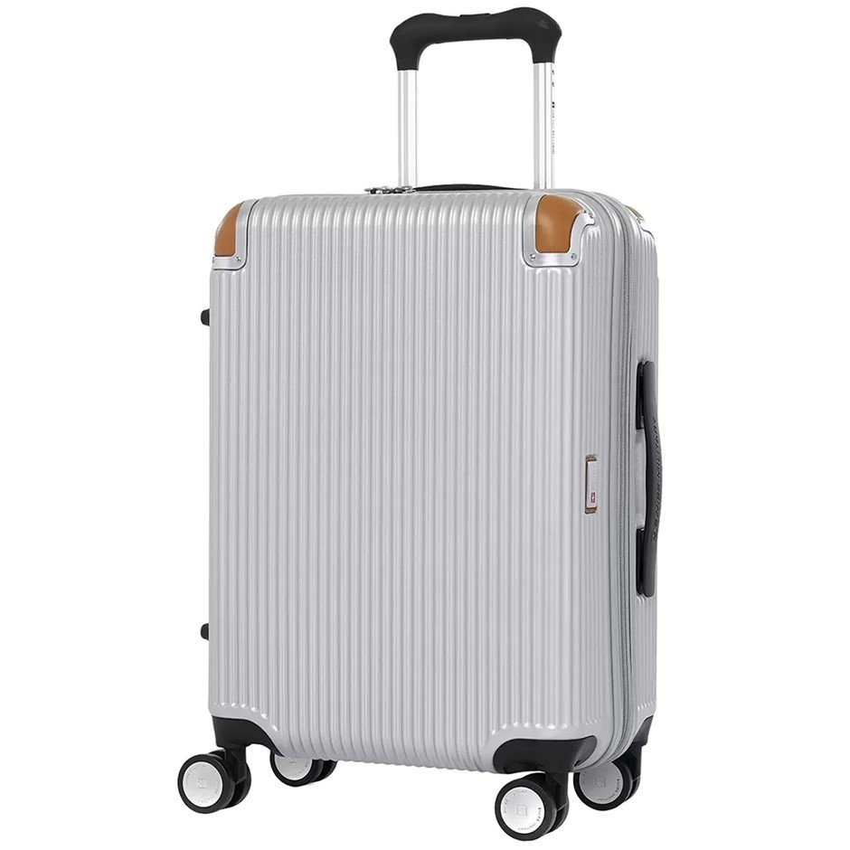 SWISS Military Carry On Luggage, Chrome Silver, 55cm. NB: Not in original b