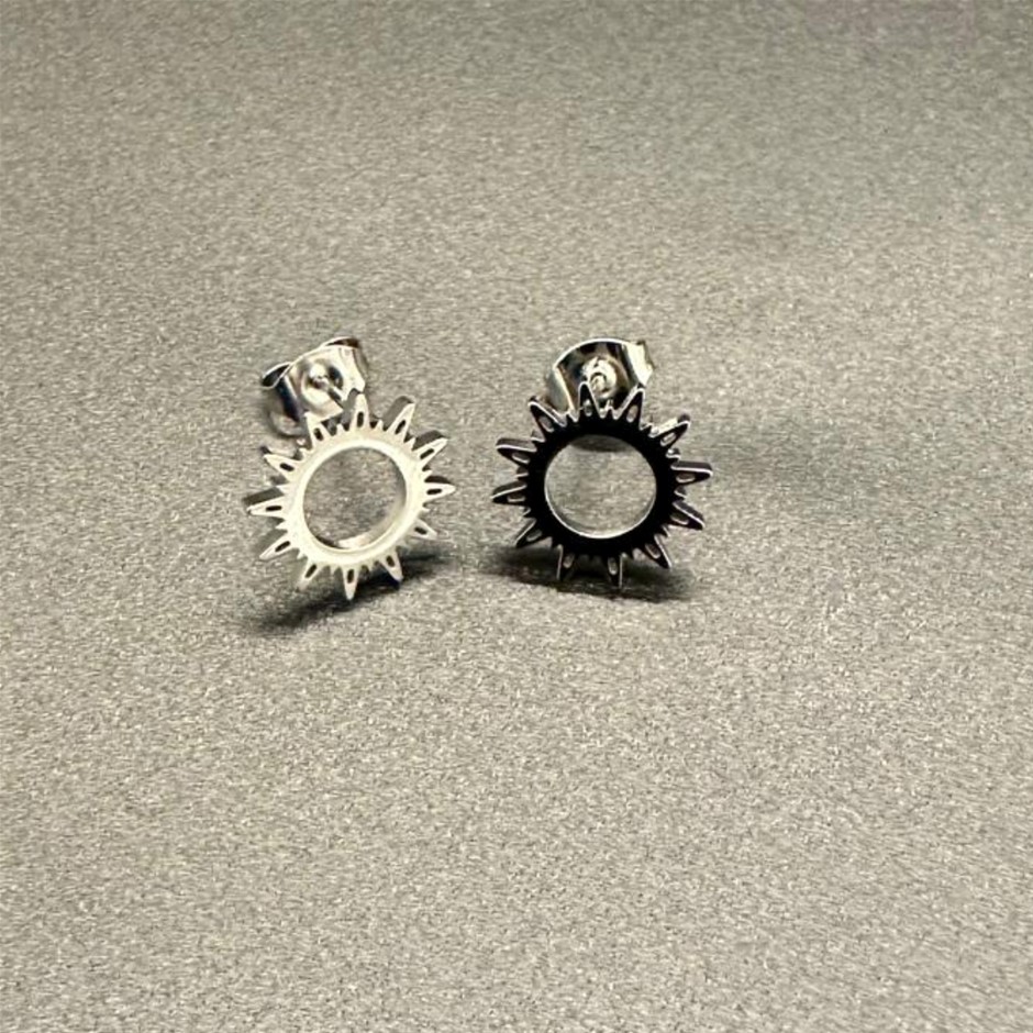 Designer Round Spiked Earrings in Silver