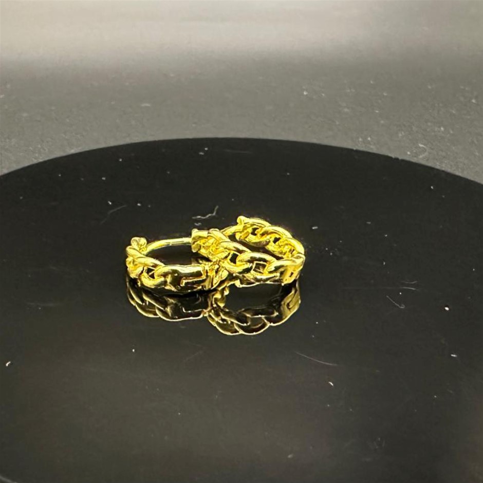 Round Chain Link Earrings in Gold