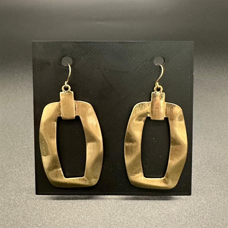 Rectangular Drop Earrings in Gold