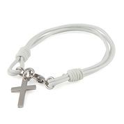 Stylish White Leather Cross Bracelet - DEMO (May contain imperfections)