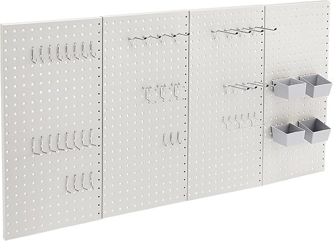 AMAZON BASICS Rectangular Metal Pegboard Kit, Rust and Scratch Resistant -