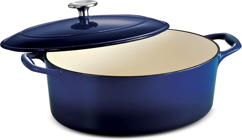 TRAMONTINA Enameled Cast Iron Oval Dutch Oven Pot with Lid, Large 5.5-Quart