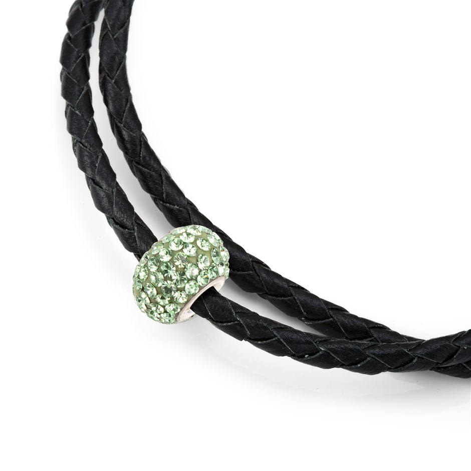 August Birthstone Crystal Wrap around Leather Bracelet