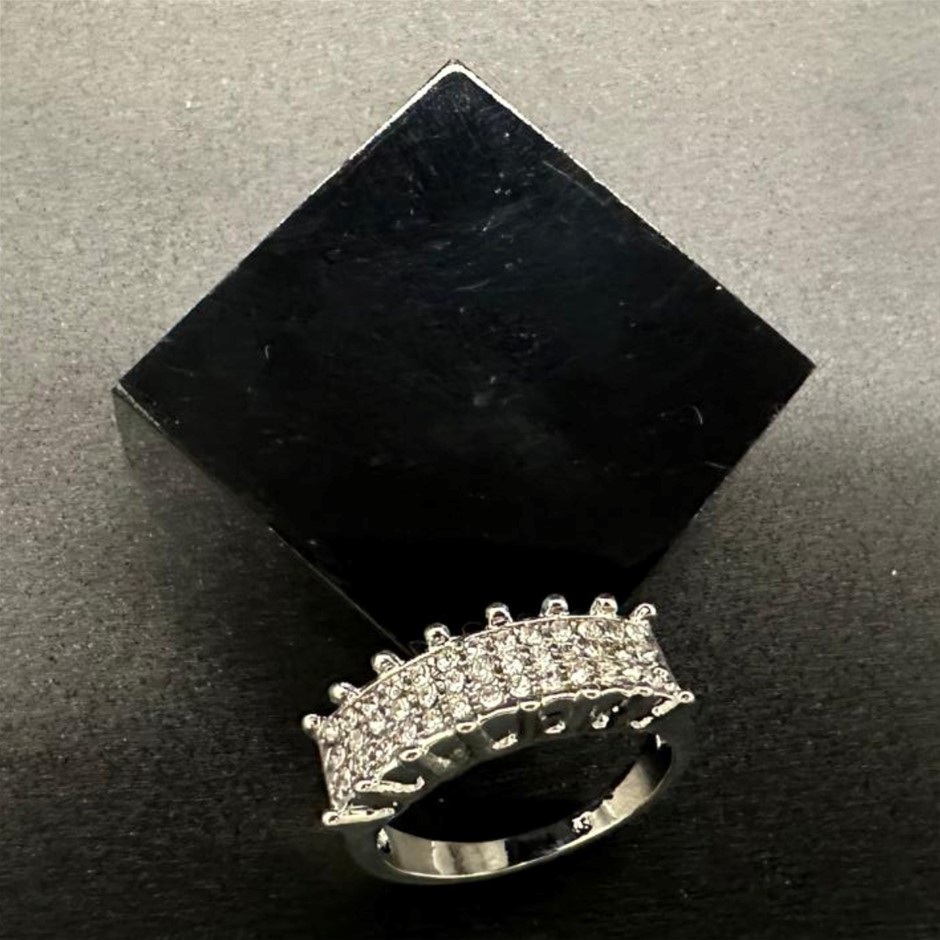 Designer Simulated Diamond Ring in Silver - US Size 7