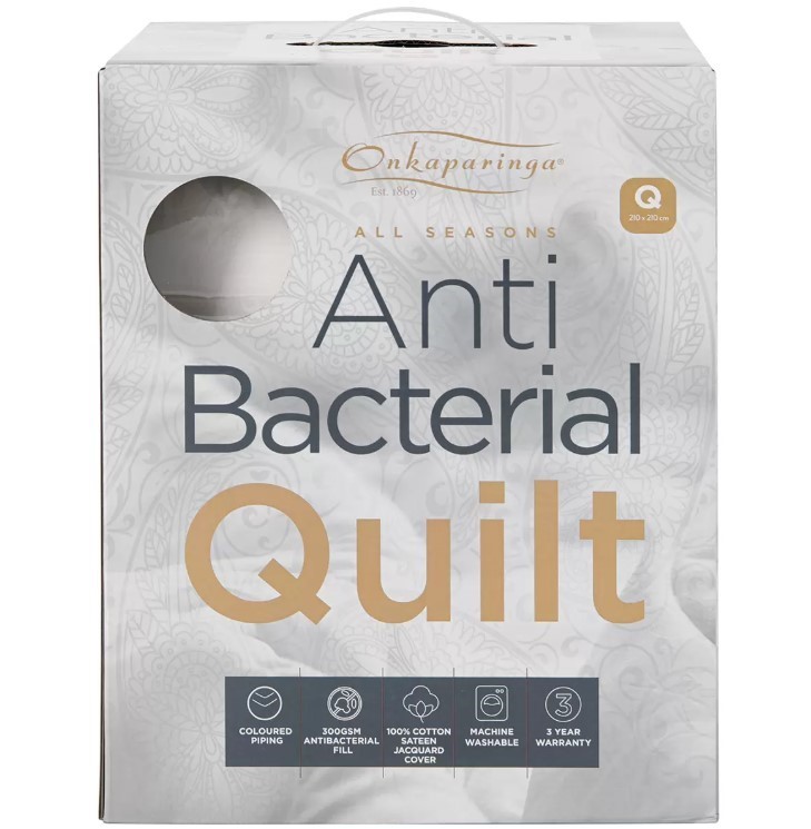 ONKAPARINGA All Season Anti Bacterial Quilt, Queen.