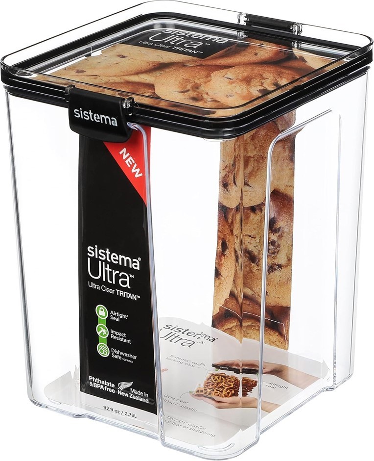 SISTEMA Ultra Tritan Airtight Pantry Storage Container With Locking Clips,