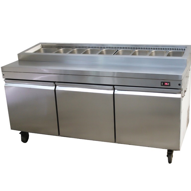 Air Cooling Prep Pizza Bar 3 Door Fridge
