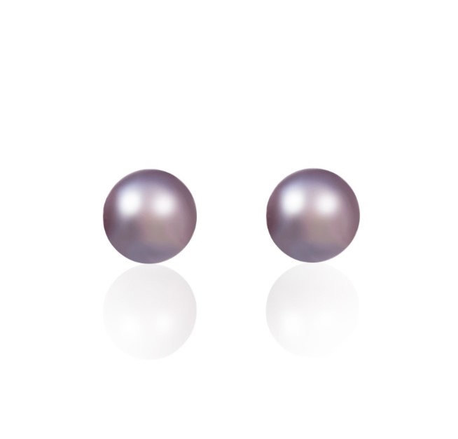 5mm Genuine Purple Freshwater Pearl Earrings w/ solid 925 Sterling Silver