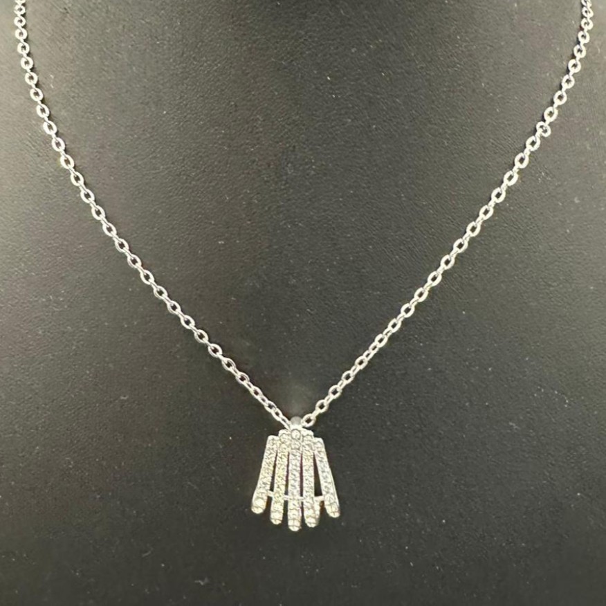 Designer Simulated Diamond Pendant Necklace in Silver