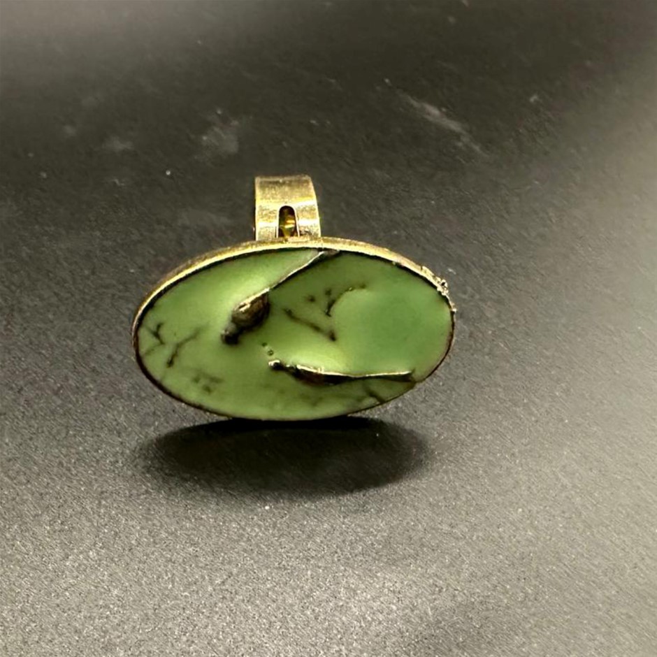 Designer Green Oval Boho Ring - adjustable