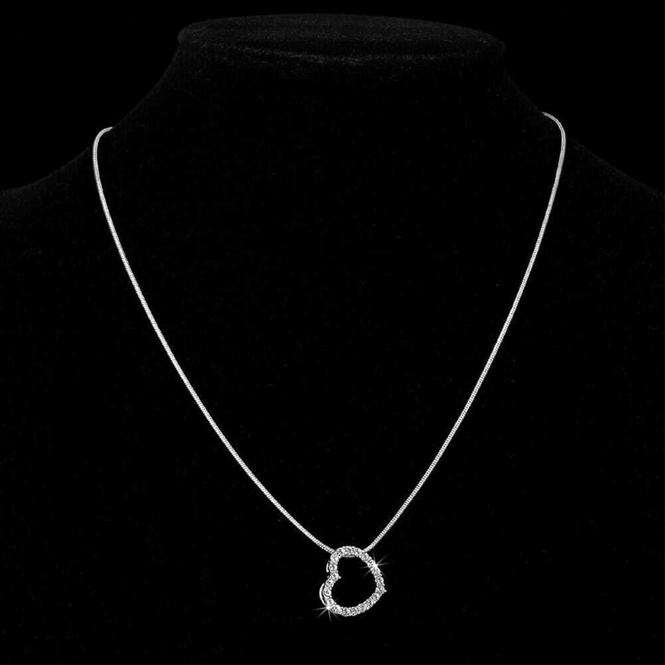 Solid 925 Sterling Silver Heart Pendant Feat. Swarovski