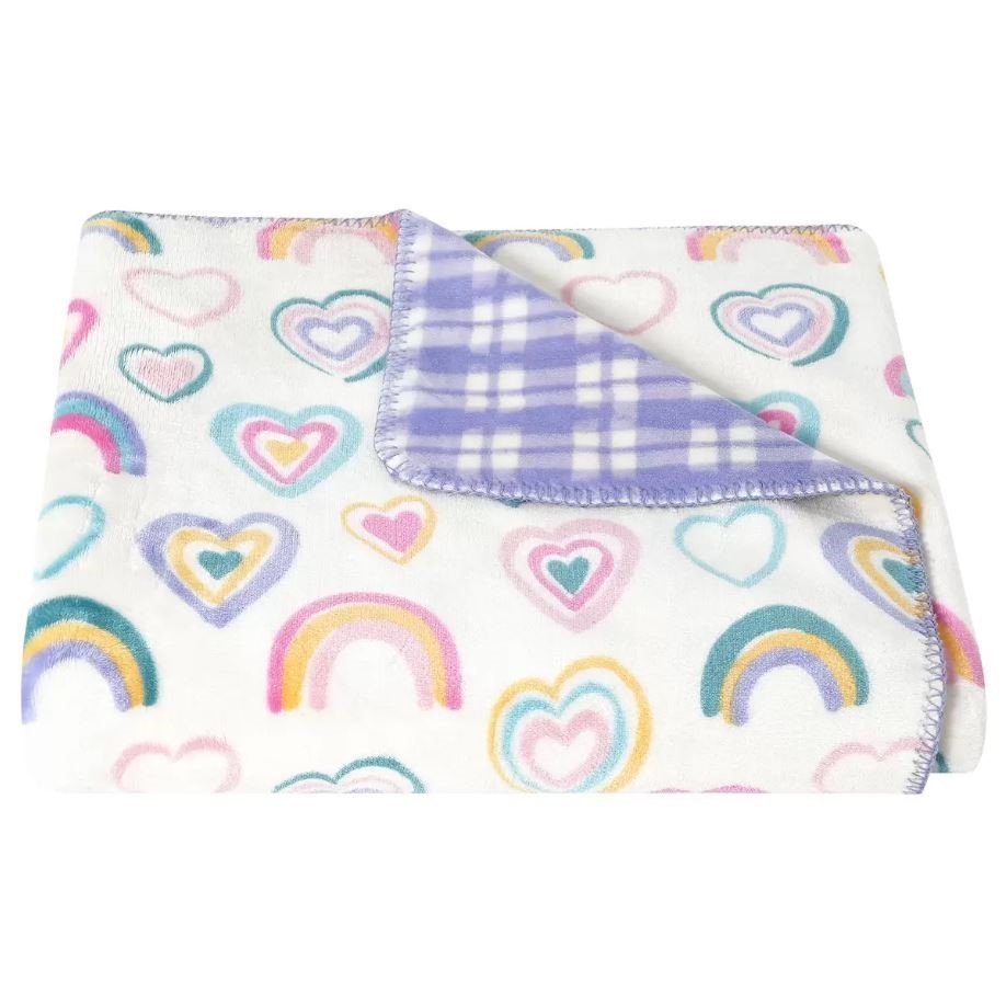 FRAICHE MAISON Reversible Blanket Velvet Plush Throw, 127 x 152cm, Rainbow