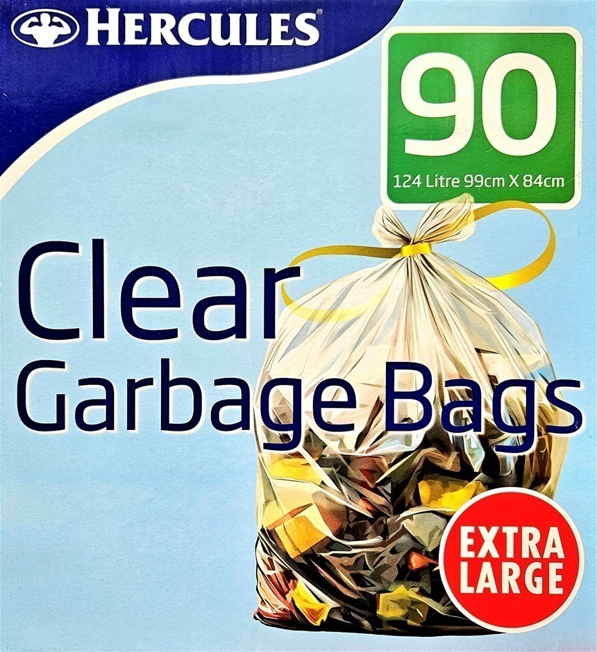 HERCULES Box of 90pc Clear Garbage Bags, Extra Large. N.B: Not in original
