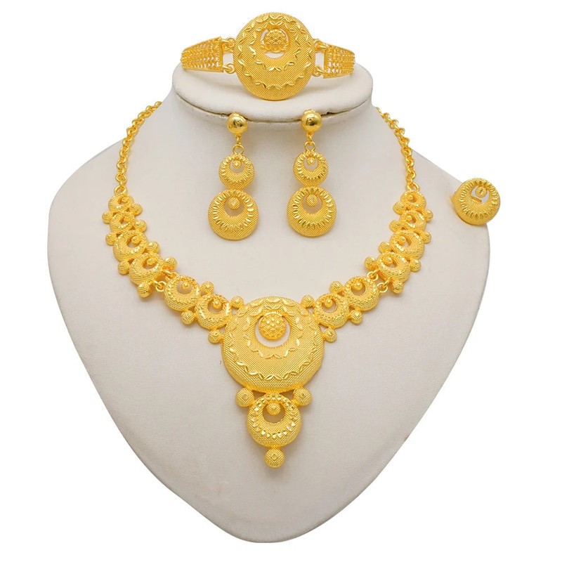 Round Jewelry Set Necklace Bracelet Earrings Ring