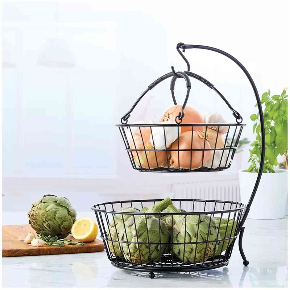 MIKASA Gourmet Basics Tully 2-Tier Basket w/ Banana Hook.