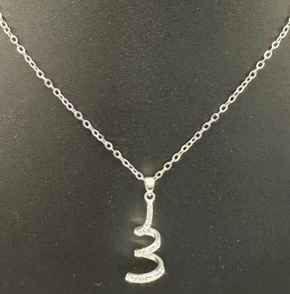 Designer Simulated Diamond Twirl Pendant Necklace in Silver