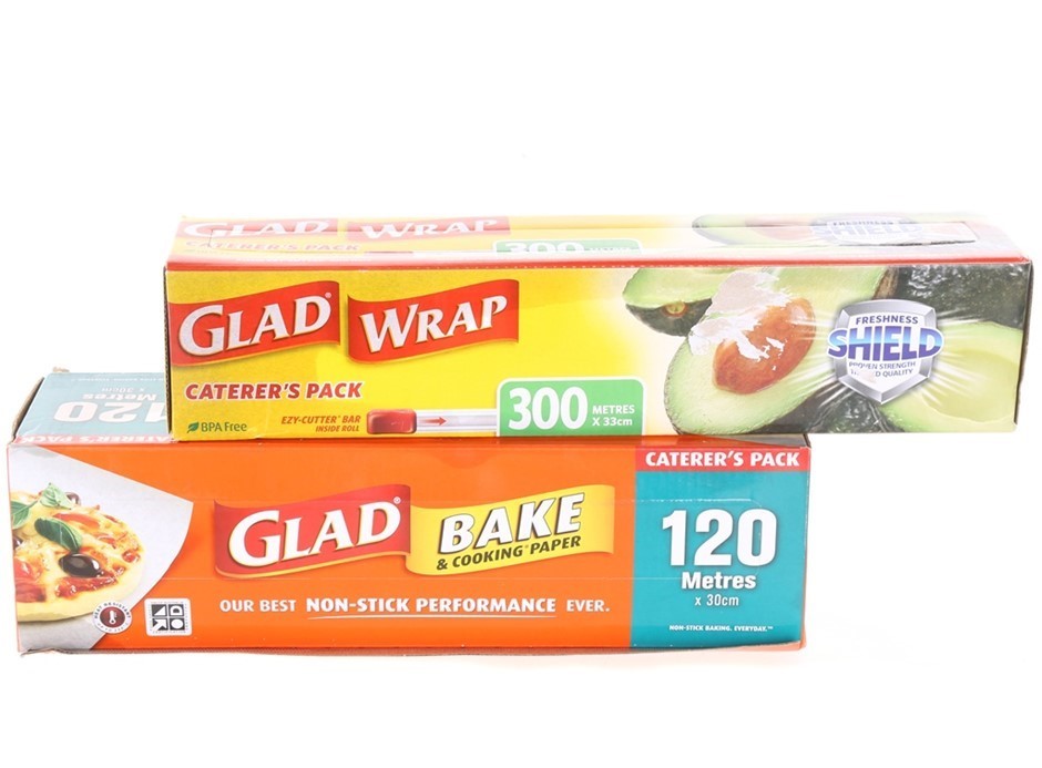 GLAD Non-Stick Bake & Cooking Paper, 120m x 30cm & GLAD Cling Wrap, 300m x