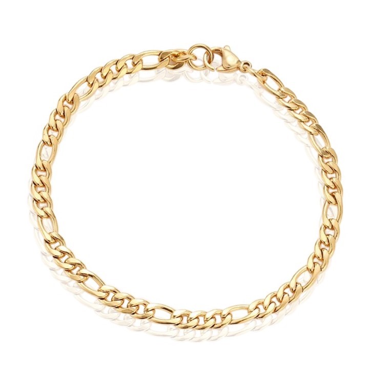 Classic 4.5mm Stainless Steel Figaro Bracelet - 20cm (yellow)