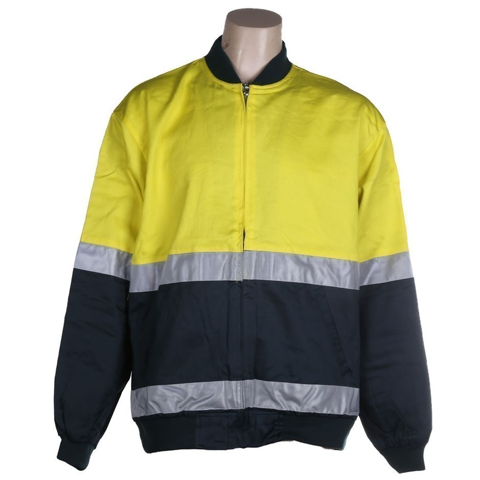 OUTDOOR WORLD Hi-Vis Cotton Drill Jacket, Size 5XL, Zip Front, Checked Brus