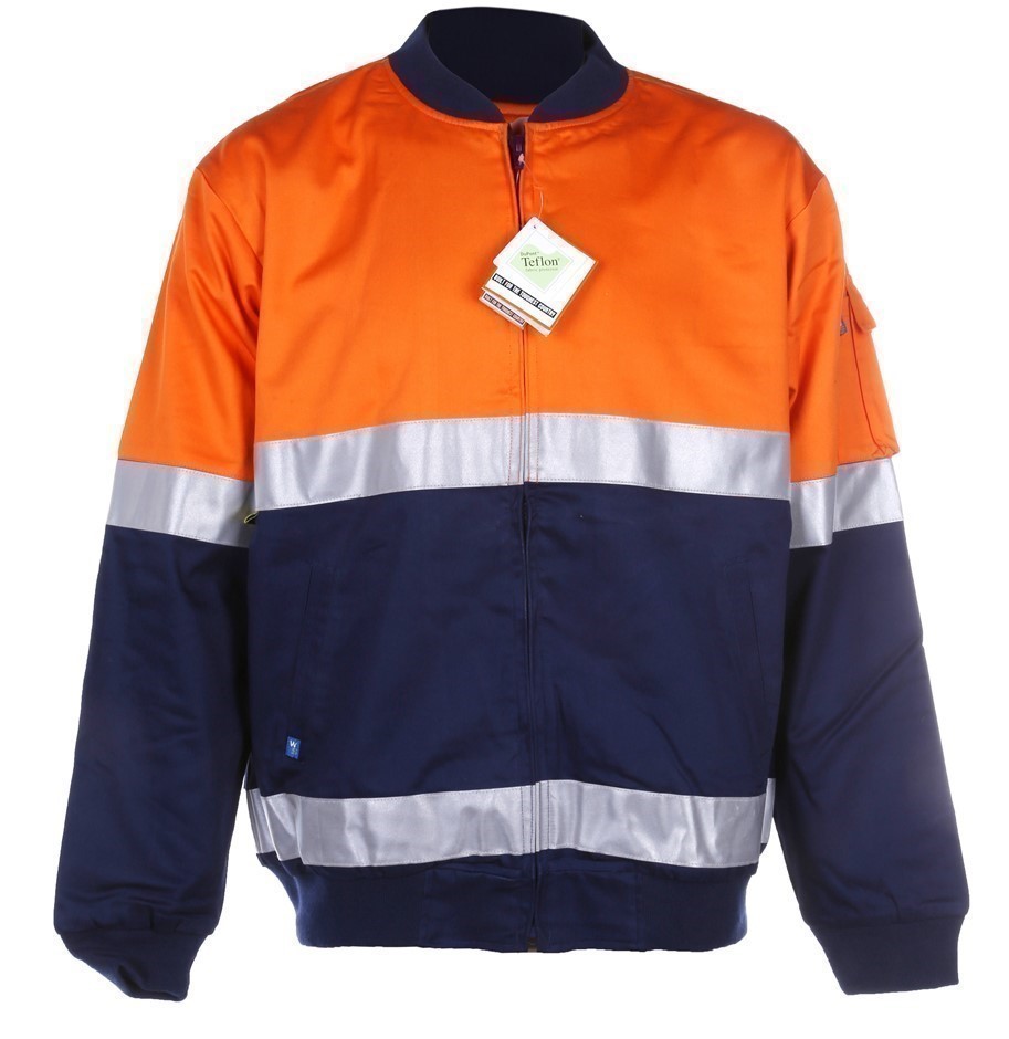 OUTDOOR WORLD Hi-Vis Cotton Drill Jacket, Size S, Zip Front, Checked Brush