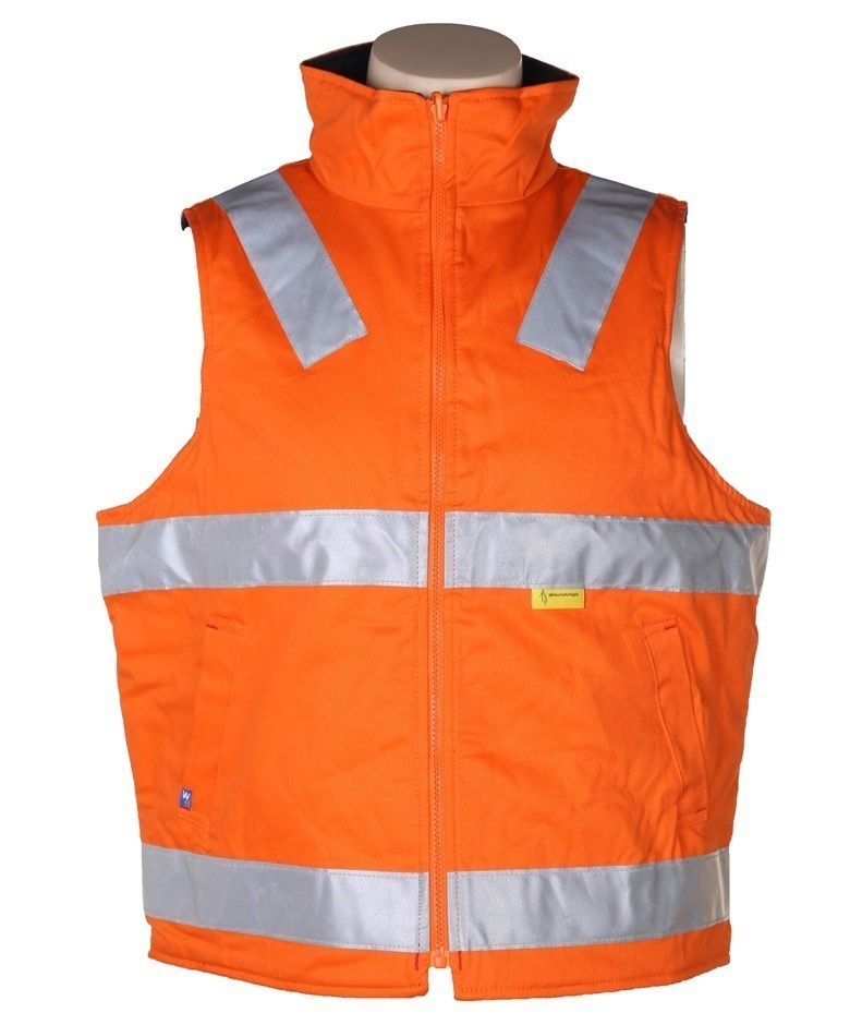 WORKSENSE Day/Night Cotton Drill Vest, Size L, Cotton Lining, 3M Reflective