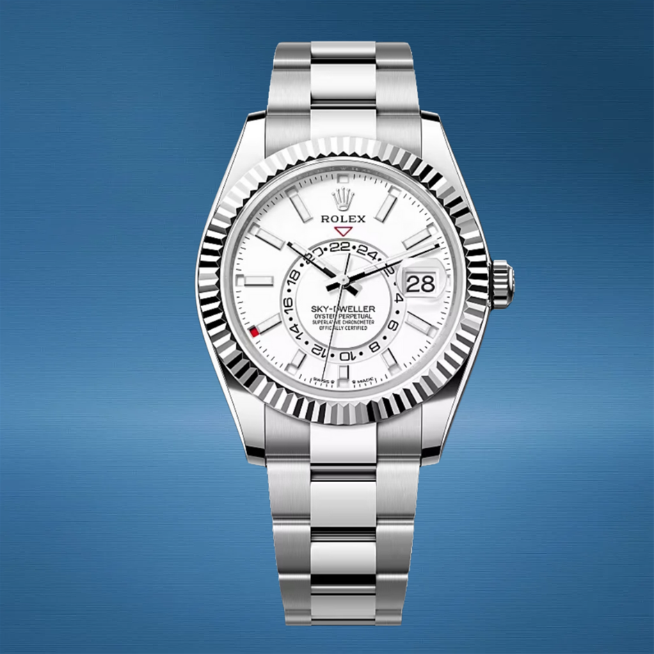 Rolex Sky-Dweller 2024 33693 White Dial 18K White Gold Bezel BxP & COA ...
