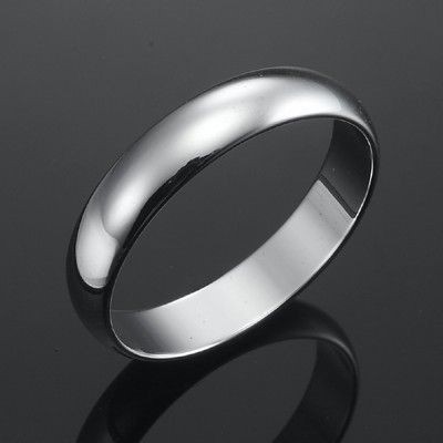 Rhodium Plated Men's Band Ring (5mm) - US Size 13