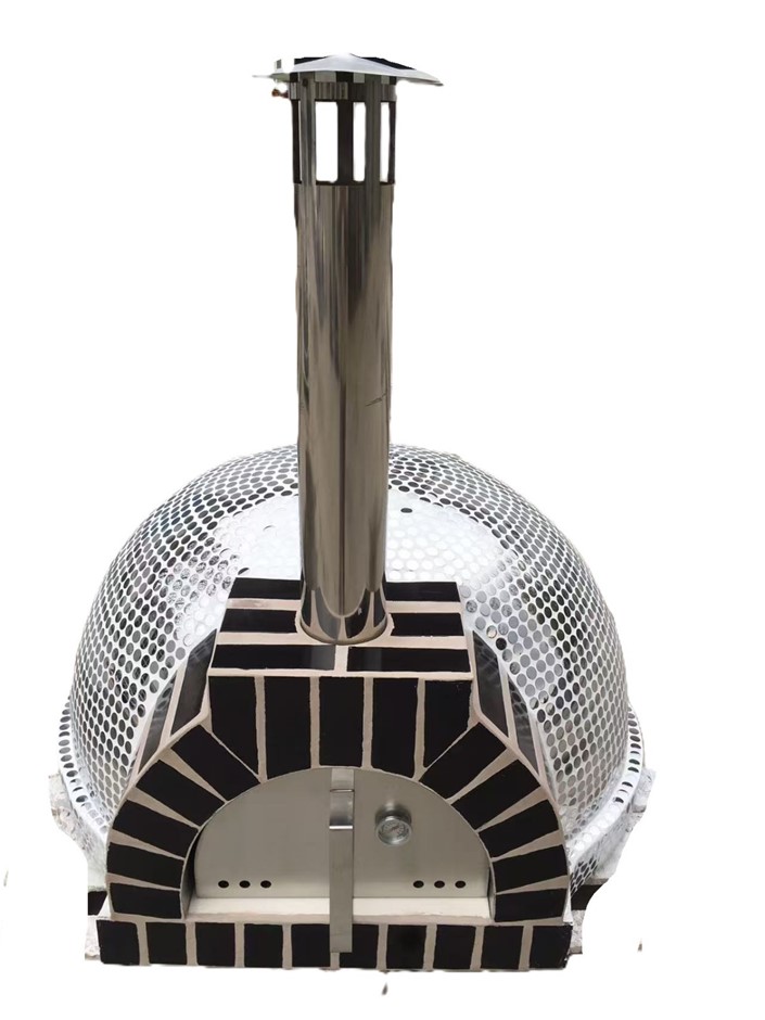 Premium Wood Fired Pizza Oven - Silver Circle & Black Brick