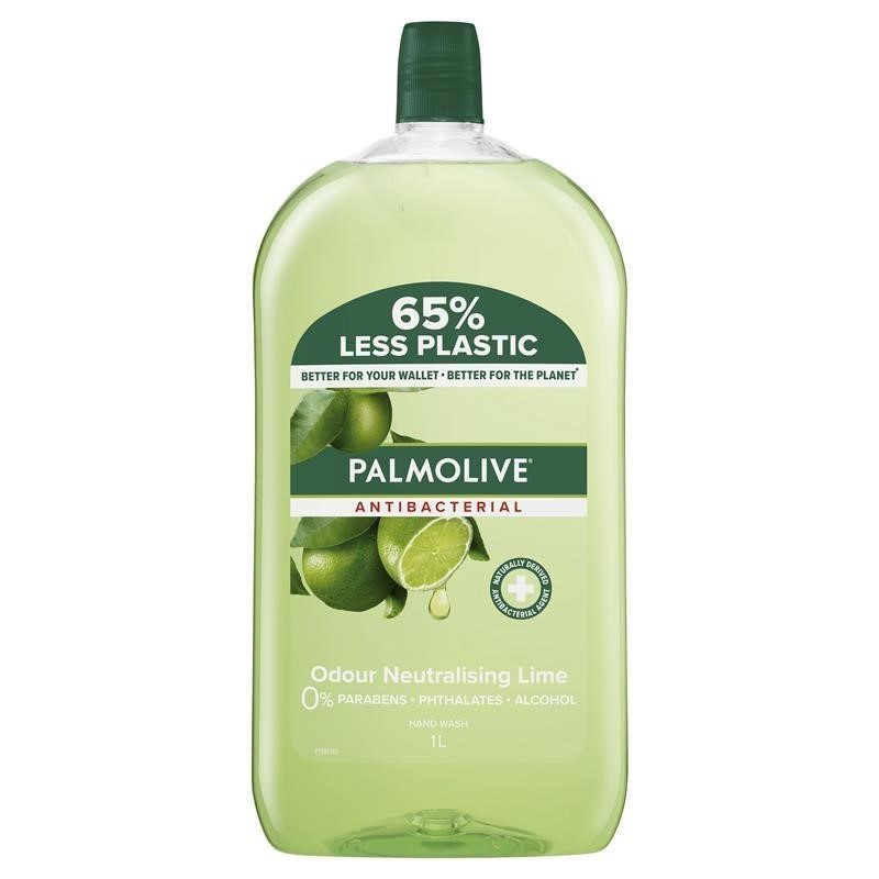 3 x PALMOLIVE Antibacterial Liquid Hand Wash Soap Refill, Lime & Mint, 1L.
