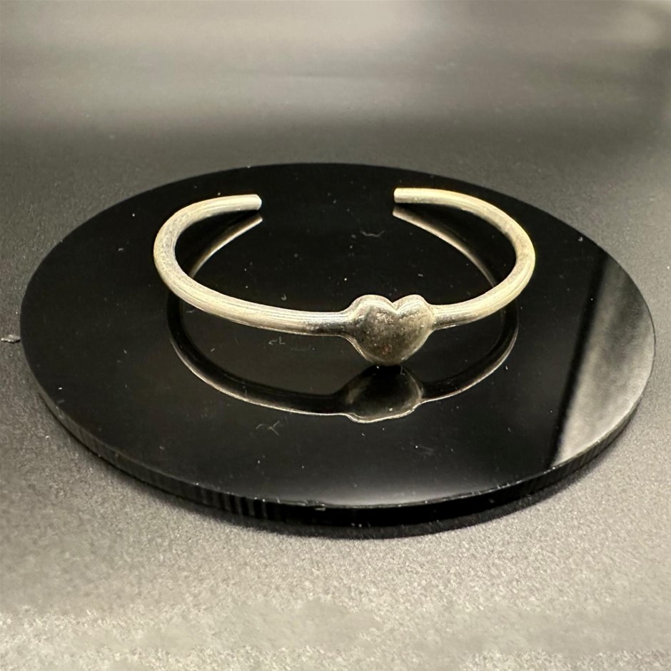 Designer Love Heart Bangle in Silver