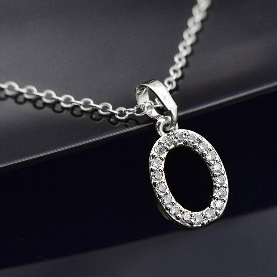 Simulated Diamond Initial 'O' Minimalist Stainless Steel Necklace