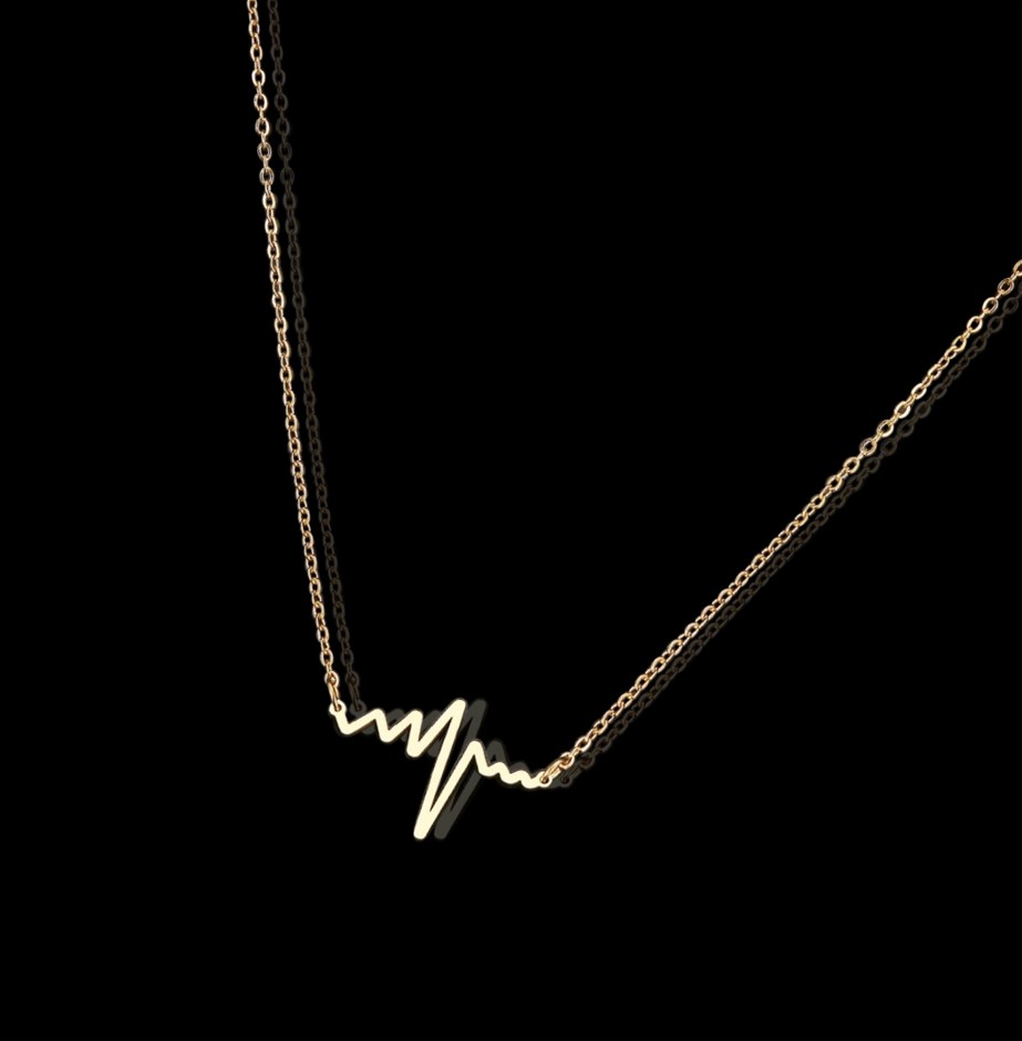 Stainless Steel Heartbeat Necklace - Yellow