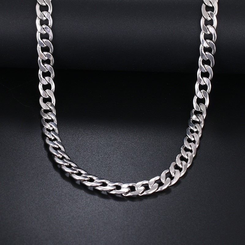 Classic 9mm Stainless Steel Curb Necklace - 50cm