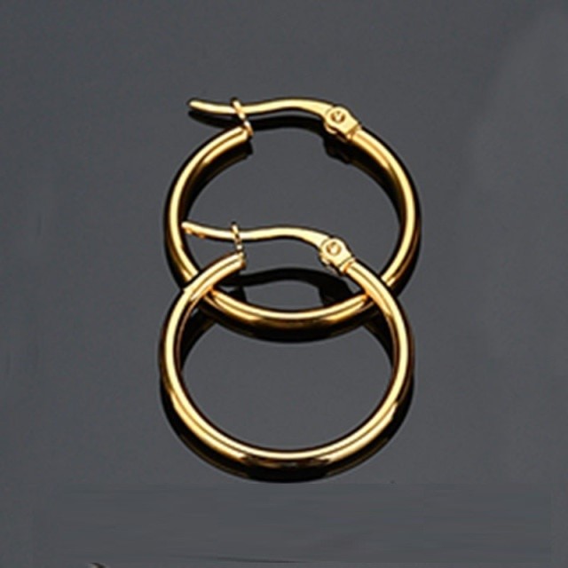 Classic 30mm Stainless Steel Hoop Earrings - Yellow