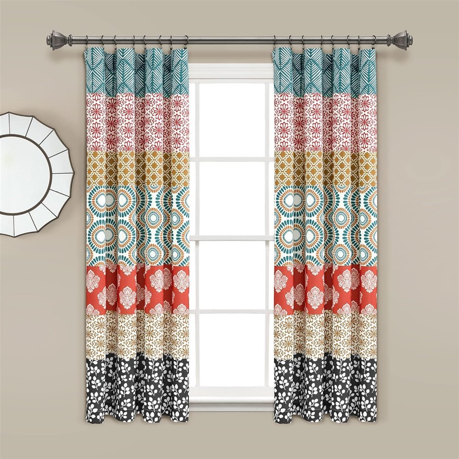 LUSH DECOR Bohemian Stripe Window Short Curtains, Maximalist & Boho Decor f