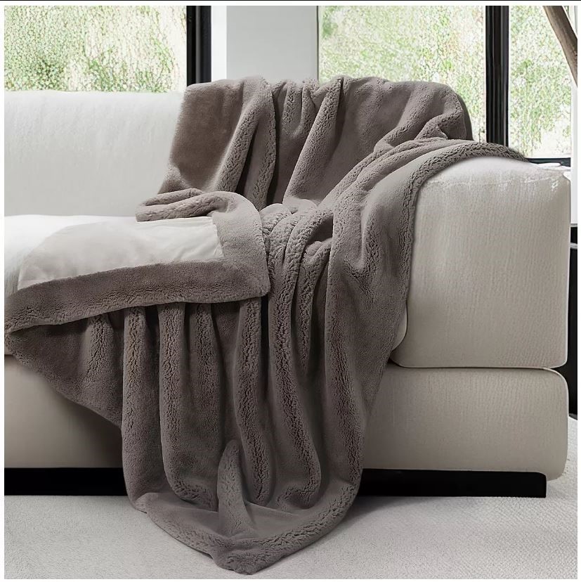 MON CHATEAU Ultra Soft Faux Fur Throw 152 x 177cm, Dark Mushroom. NB: Not i