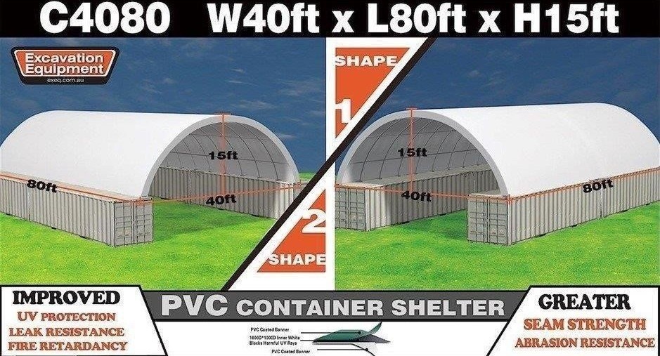 Heavy duty 40ft x 80ft Container Shelter (Unused)