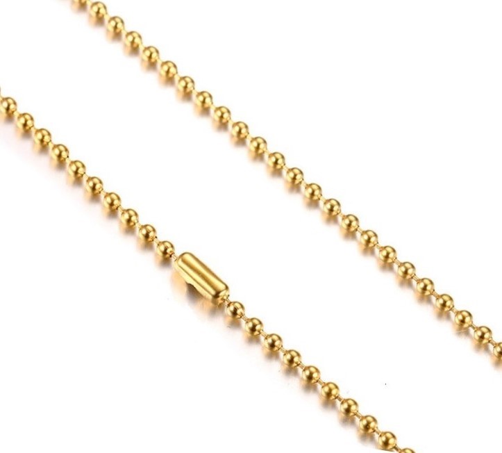 Stainless Steel 2mm Men' Ball Chain Necklace 58cm - Yellow
