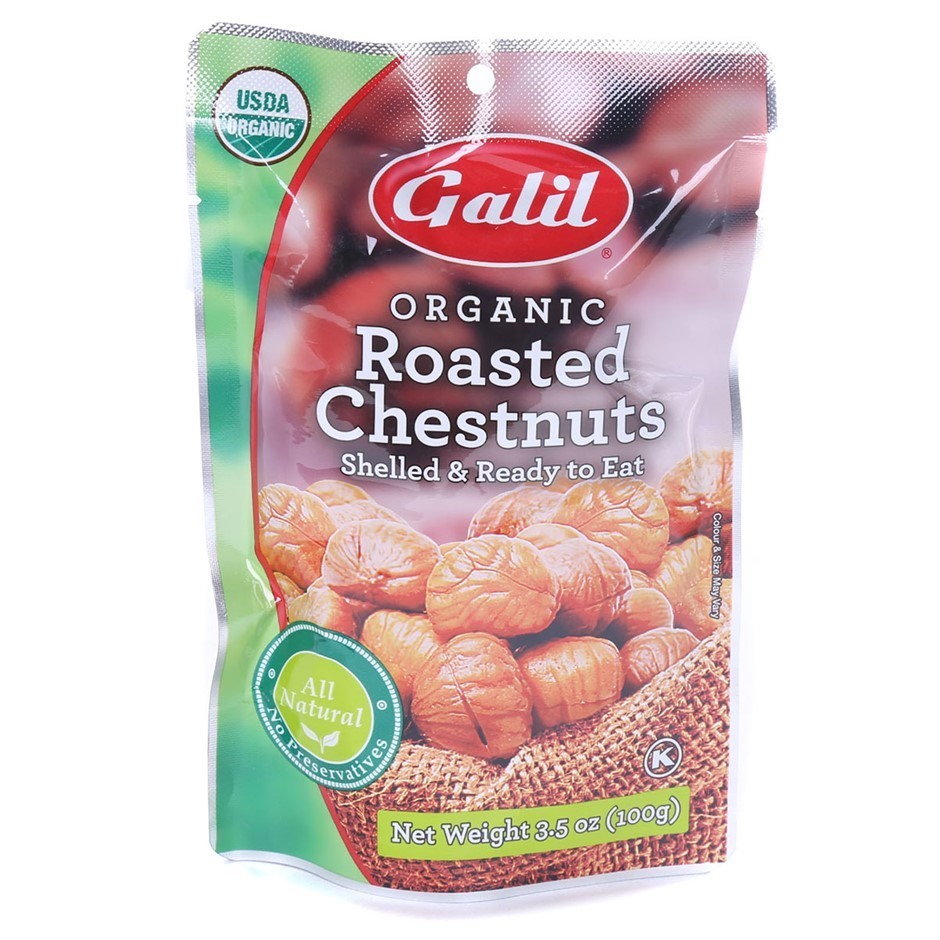16 x GALIL Organic Roasted Chestnuts (Shelled & Ready To Eat), 100g.