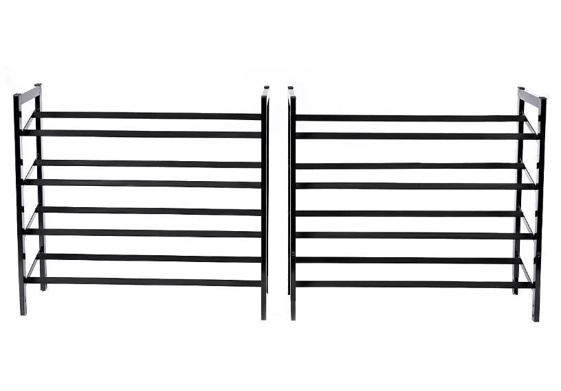 NEAT FREAK 2pk 4-Tier Stackable Shoe Rack. NB: Damaged packaging, some acce