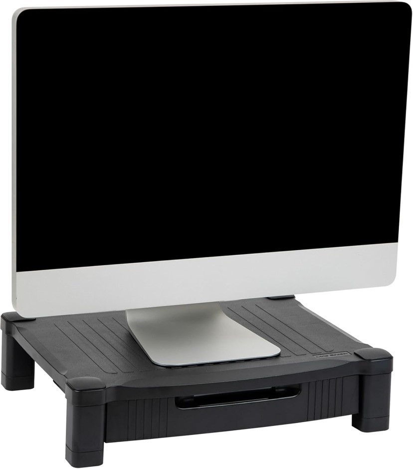 MIND READER 'Harmonize ' Adjustable Plastic Monitor Stand with Drawer, Blac