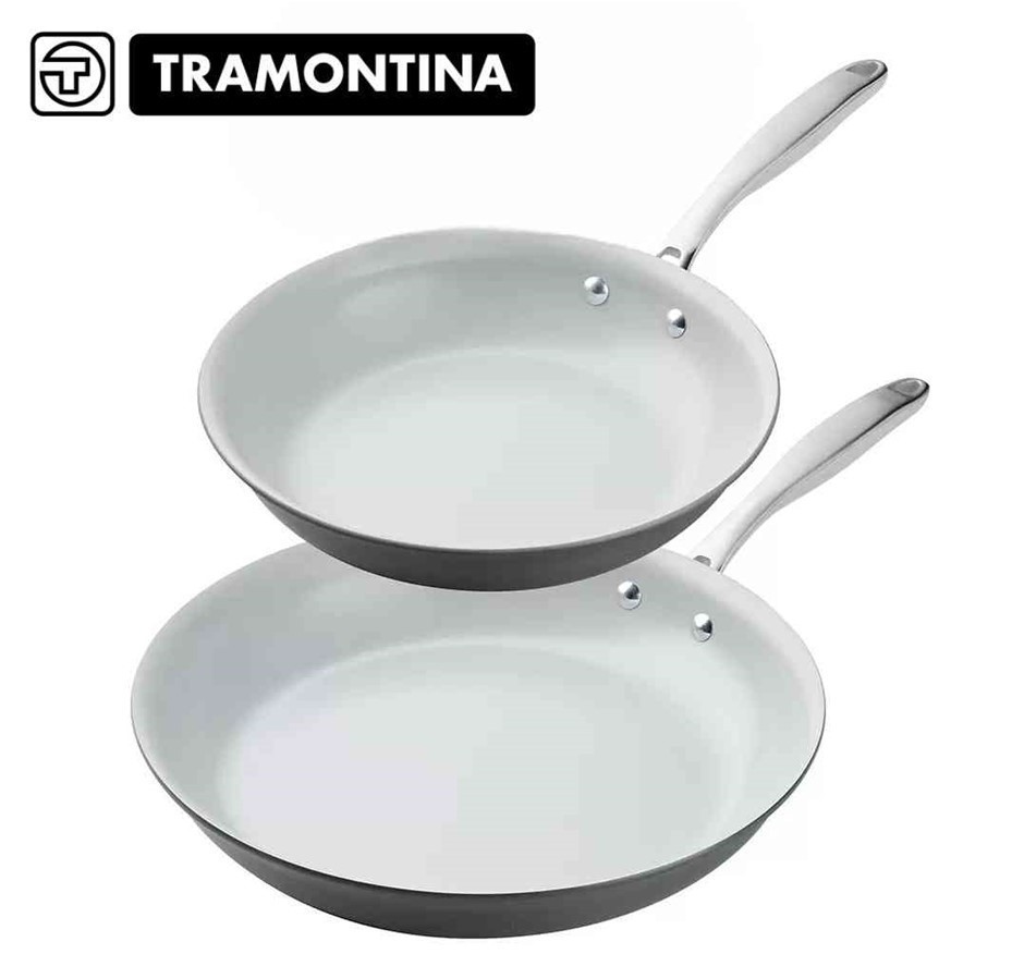 TRAMONTINA Hard Anodised Frypan 2 Piece Set. NB: Has marks