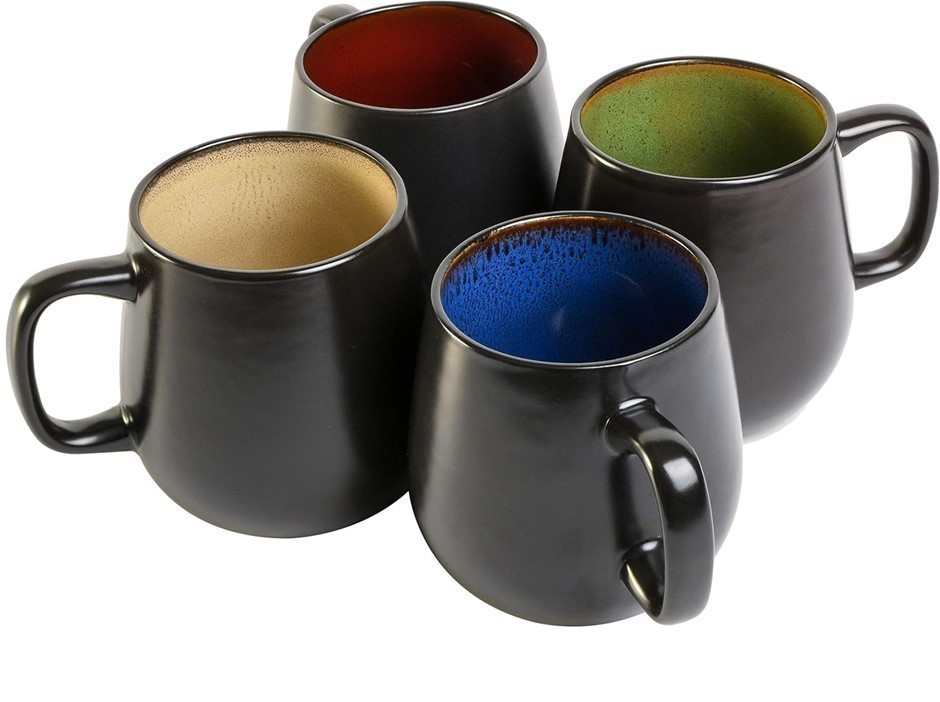 GIBSON ELITE Soho Cafe Mugs, 4 Pack, 21 oz, Multicolor.