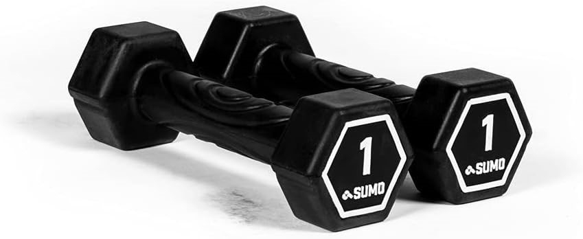 SUMO Strength Soft Grip Hex Dumbbells, Pair, 1 kg